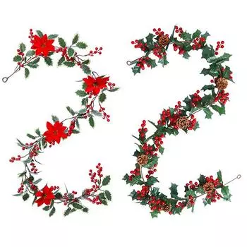 1 шт. Рождественские лозы, искусственный домашний декор, домашний декор, красные ягодные растения, гирлянда из ротанговой сосны, шишковидная лоза, висячая лоза