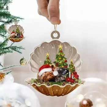 1 шт. Рождественские милые подвески в виде ракушки для щенков, подвесное украшение в виде рождественской елки 2024 года, счастливого Рождества, домашний декор N4