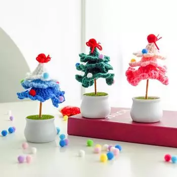1 шт. рождественские подарки настольное украшение ручная работа рождественская елка горшечное растение пряжа крючок для вязания