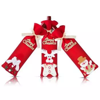 1 шт. Рождественские подарочные пакеты для бутылок вина, милые рождественские чехлы для бутылок вина с лентой для праздничного подарка на вечеринку, винные пакеты Father Christmas