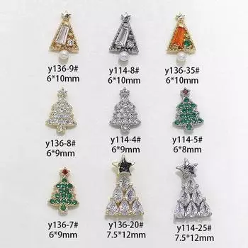 1 шт. Рождественские подвески Роскошные блестящие полностью циркониевые рождественские елки жемчужные бриллианты сплав украшения для ногтей