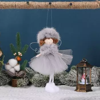 1 шт. Рождественские подвески в виде ангела, украшения, подвесные подвески в виде ангела с плюшевыми шляпами, украшения в виде куклы-ангела белый