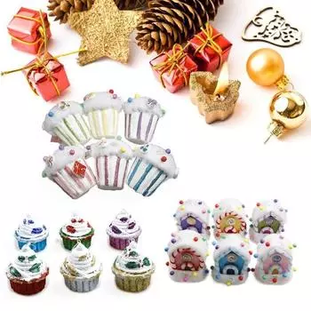 1 шт. Рождественские украшения, цветные пенопластовые конфетные домики, подвески для рождественской елки random color cupcake