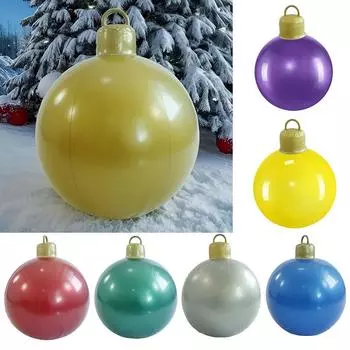 1 шт. рождественские украшения для патио подвесные ПВХ однотонные рождественские шары большого размера 60cm золотой