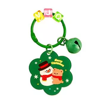 1 шт. Рождественский брелок для ключей, маленький колокольчик, подвесная сумка, рождественский узор, форма цветка, акрил