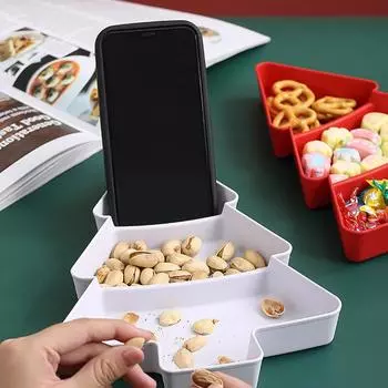 1 шт. Рождественский елочный контейнер для конфет, закусок, орехов, сухофруктов, пластиковая тарелка, поднос для завтрака, кухонные принадлежности для дома