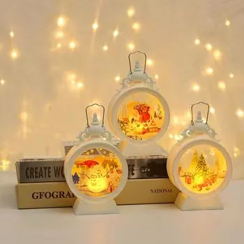 1 шт. Рождественский круглый ночник настольный электронный подсвечник праздничный оконный декор украшение на батарейках (Нет вилки) 5.9inch