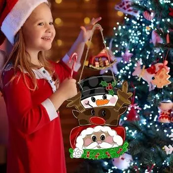 1 шт. Рождественский лось, рождественский снеговик, сложенный деревянный знак, украшение для домашней вечеринки, настенный подвесной деревянный знак small