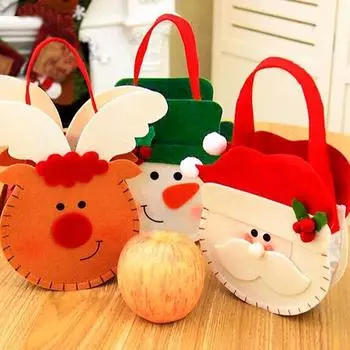1 шт. Рождественский подарочный мешок из шерстяного фетра Санта-Клаус мешок для конфет Снеговик портативный