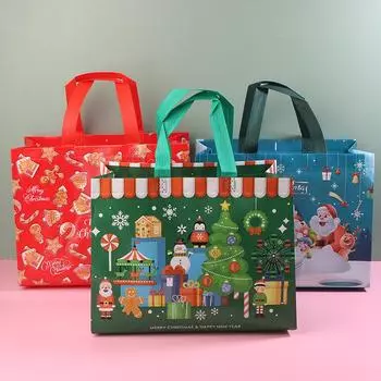 1 шт. Рождественский подарочный пакет, большая вместимость, сумка из нетканого материала, сумка для рождественских праздников, подарочная сумка для хранения конфет, сумка для покупок onesize