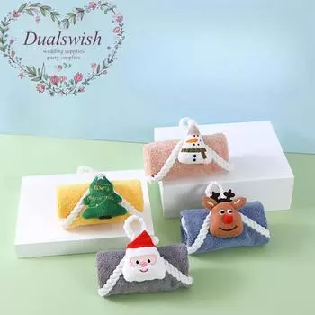 1 шт., рождественский подарок, подвесные полотенца для рук, коралловые плюшевые водопоглощающие полотенца, бытовые кухонные, ванные, мультяшные полотенца для рук серый