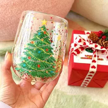 1 шт. Рождественский подарок стеклянная чашка желаний Рождественская чашка с двойными стенками чашка для кофе чашка для воды молоко