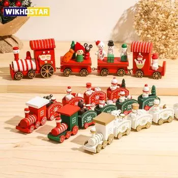 1 шт. Рождественский поезд веселые рождественские украшения для дома 2024 рождественские украшения Xmas Navidad Noel подарки с Новым годом 2025 подарки 20*5.5*2.8CM белый