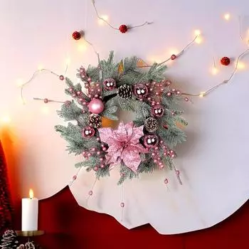 1 шт. Рождественский розовый венок с виноградной лозой, украшение для входной двери, рождественская гирлянда из виноградных лоз