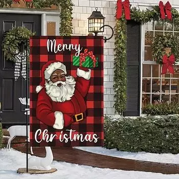 1 шт. Рождественский садовый флаг с Санта-Клаусом, вертикальный двухсторонний, рождественский, для украшения дома, флагшток не входит в комплект