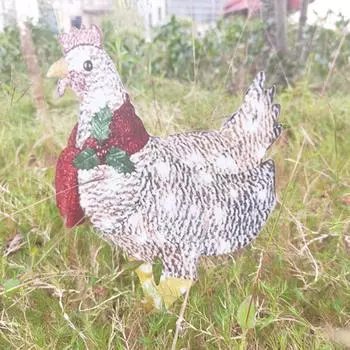 1 шт. Рождественский светящийся фонарь в виде курицы, скульптура, акриловый декор для газона, дома, двора