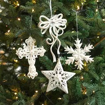 1 шт. Рождественское украшение на елку, специальная форма, белый золотой порошок, одинарная упаковка, украшение в виде крыльев ангела