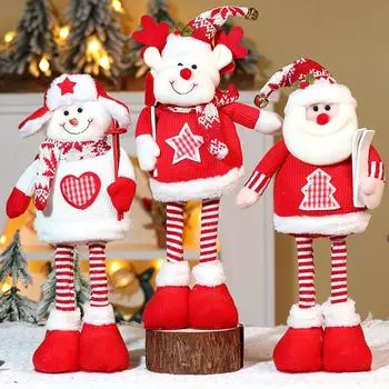 1 шт. Рождественское украшение стоячая поза красная эластичная вязаная ножка настольная