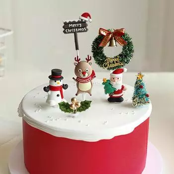 1 шт.Рождество,Украшения для диорамы,Торт для вечеринки,Праздник,Торт на день рождения,Вставки для декора,Санта-Клаус
