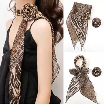 1 шт. Розовая шаль, аксессуары для волос своими руками, резинка для волос, мягкий платок, воротник, лента с леопардовым принтом, повязка на голову, шейный платок, шелковый шарф