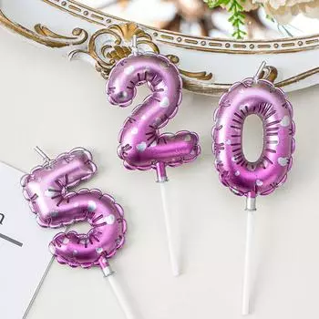 1 шт. розовые креативные 3D воздушные шары свечи для украшения торта на день рождения с цифрами 0-9 свечи аксессуары для торта на годовщину свадьбы