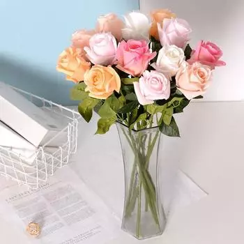 1 шт., розовые розы, искусственные шелковые цветы, головки для свадьбы, домашнего торта, украшения для дня рождения, поддельные венок для скрапбукинга, аксессуары 1pcs