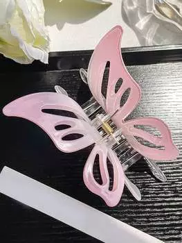 1 шт. Розовые заколки-крабы с бантом для женщин для тонких, густых, вьющихся волос, нескользящие, большие заколки-крабы, сильная фиксация, 4,5 дюйма