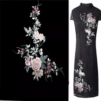 1 шт. розовый зеленый цветок вышитая заплатка ремонт для одежды аппликации пришить на ткань 47*37 см