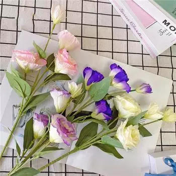 1 шт., розы, эустома, искусственный шелковый цветок, европейский искусственный цветок для дома, сада, украшения для свадебной вечеринки розовый