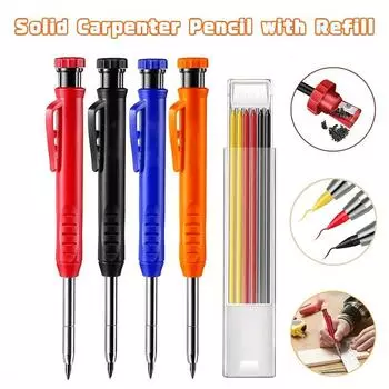 1 шт. ручка + 1 сменный блок в коробке, твердый плотницкий карандаш со сменными стержнями и встроенной точилкой для глубоких отверстий, механический карандаш, маркер, маркировка, деревообрабатывающие инструменты Red Pen&Mixed Refill