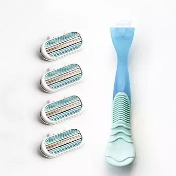 1 шт., ручка для бритвы + 4 лезвия, женская бритва, нож, ручка, сменный эпилятор с тройным лезвием, женская машинка для бритья 1 handle 4 blade