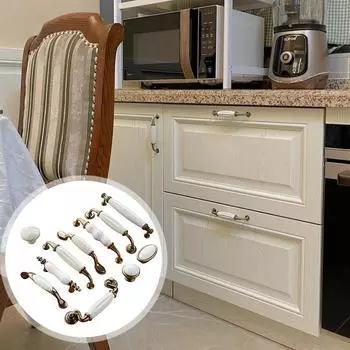 1 шт. Ручки для дверей шкафа, мебельная фурнитура, дизайн с трещинами, антикварная ручка для ящика шкафа, французский стиль, керамика