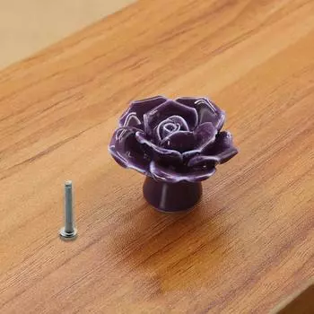 1 шт. ручки для шкафов, винтажные ручки с одним отверстием, мультяшные ручки для мебели, для кухни, ванной, офисных шкафов, модные ручки фиолетовый