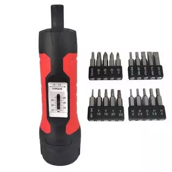 1 шт. Ручная динамометрическая отвертка с предварительной установкой, 1/4-дюймовый приводной ключ, нескользящий ручной инструмент 10-65 дюймов. Фунтов, динамометрический ключ из углеродистой стали