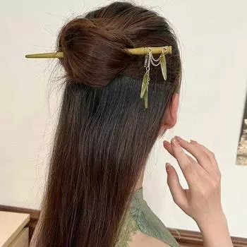 1 шт., ручная работа, деревянная заколка для волос в китайском стиле с бамбуковым узлом, простая кисточка, диадема, палочка для волос в стиле ретро