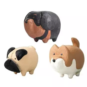 1 шт., ручная работа, милые детские подарки, мини-фигурка для резьбы по дереву, статуэтки собак, украшение для собак