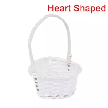 1 шт., ручная работа, мини-пластиковая плетеная корзина для хранения ткани, ротанговая сумка для чая и пикника Heart Shaped