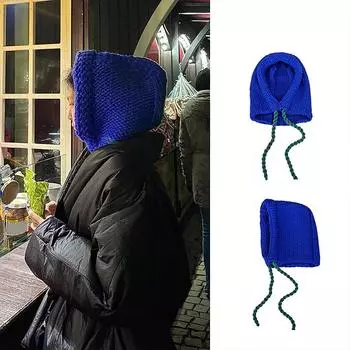 1 шт., ручная работа, вязаная крючком, ветрозащитная шаль с капюшоном, зимняя теплая мягкая утолщенная шапка-балаклава, шарф, защита ушей