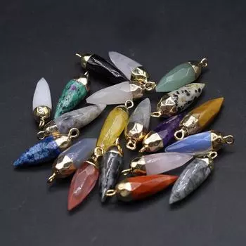 1 шт., ручная резная каменная подвеска в форме пули, подвески из натурального камня и кристаллов для ожерелья «сделай сам», ювелирные аксессуары 27x8 мм Assorted varieties/27x8mm