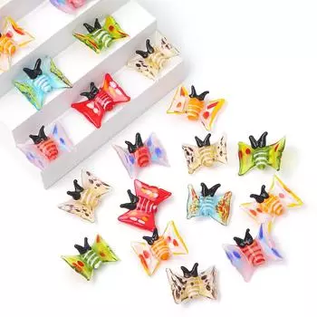 1 шт., ручная роспись, глазурованные бусины-бабочки, стеклянные подвески для DIY, ожерелье, браслет, серьги, изготовление ювелирных изделий, аксессуары для рукоделия синий