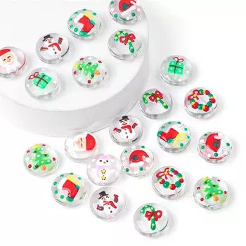 1 шт. ручная роспись забавные цветные глазури плоские круглые рождественские бусины Очарование для самостоятельного изготовления ювелирных изделий