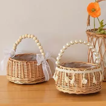 1 шт. Ручной деревенский ручной современный ткацкий станок простота цветочная корзина жемчужный реквизит для фотосъемки