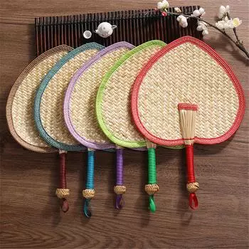 1 шт., ручной работы, плетеный соломенный веер, старый летний натуральный, экологически чистый, ручной работы, декоративный веер для домашнего декора Other