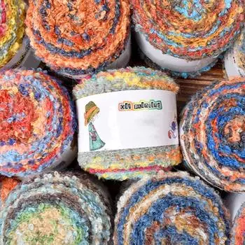 1 шт. ручной работы теплый цвет вязаный крючком шарф модная шерстяная нить ретро стиль градиент масляная живопись пряжа клубок