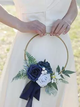 1 шт. ручной венок, искусственная гирлянда, металлический венок, шелковый цветок для подружки невесты, искусственный цветок, внутреннее и наружное украшение для свадебной церемонии помолвки белый