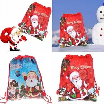 Мешок для обуви с рождественским принтом красный