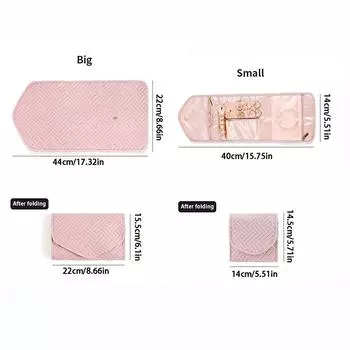 1 шт. рулон складной футляр для ювелирных изделий дорожный органайзер для ювелирных изделий портативный для путешествий серьги кольца ожерелья броши сумка для хранения S розовый