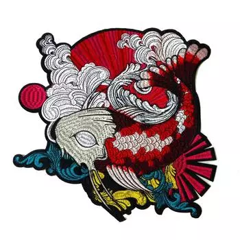 1 шт. Рыба талисман вышитые нашивки аппликации термонаклейки на одежду 27*27 см