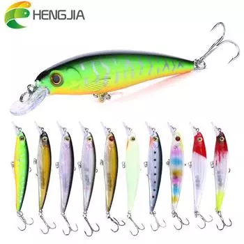 1 шт., рыболовная приманка HENGJIA Minnow, 5 цветов, пластиковые жесткие приманки с погремушками для морской рыбалки A