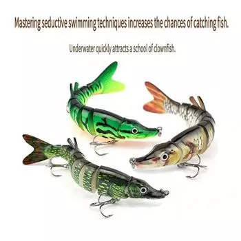 1 шт. рыболовные приманки, девятисекционная пластиковая жесткая приманка для ловли рыбы, 12,5 см/17 г, гибкая имитация для плавания, приманка для ловли щуки, поддельная приманка для ловли акулы hu wen